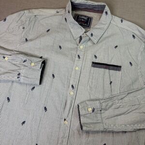 Company Eighty One Button Down Shirt Mens XXL Blue White Bird All Over Print